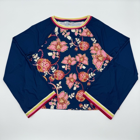 NWT Johnny Was Active Women’s Blue Pink Graphic Long Kimono Sleeve Shirt Large - Picture 5 of 16